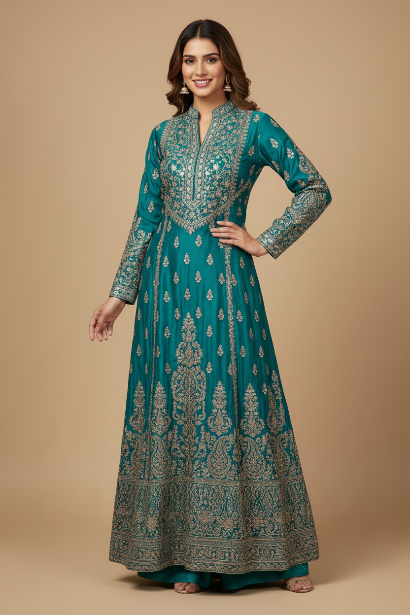 Model in Teal Kurti